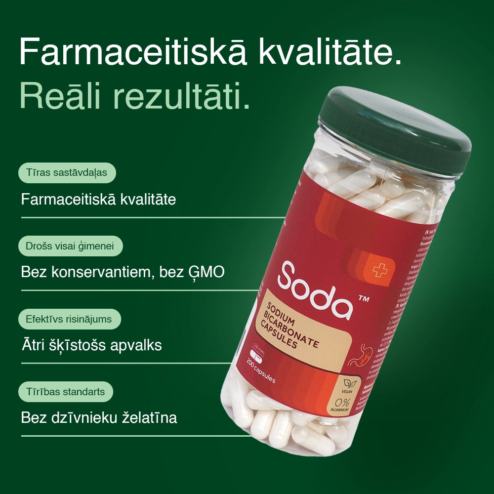 Sodium Bicarbonate 200 Capsules lang-lv